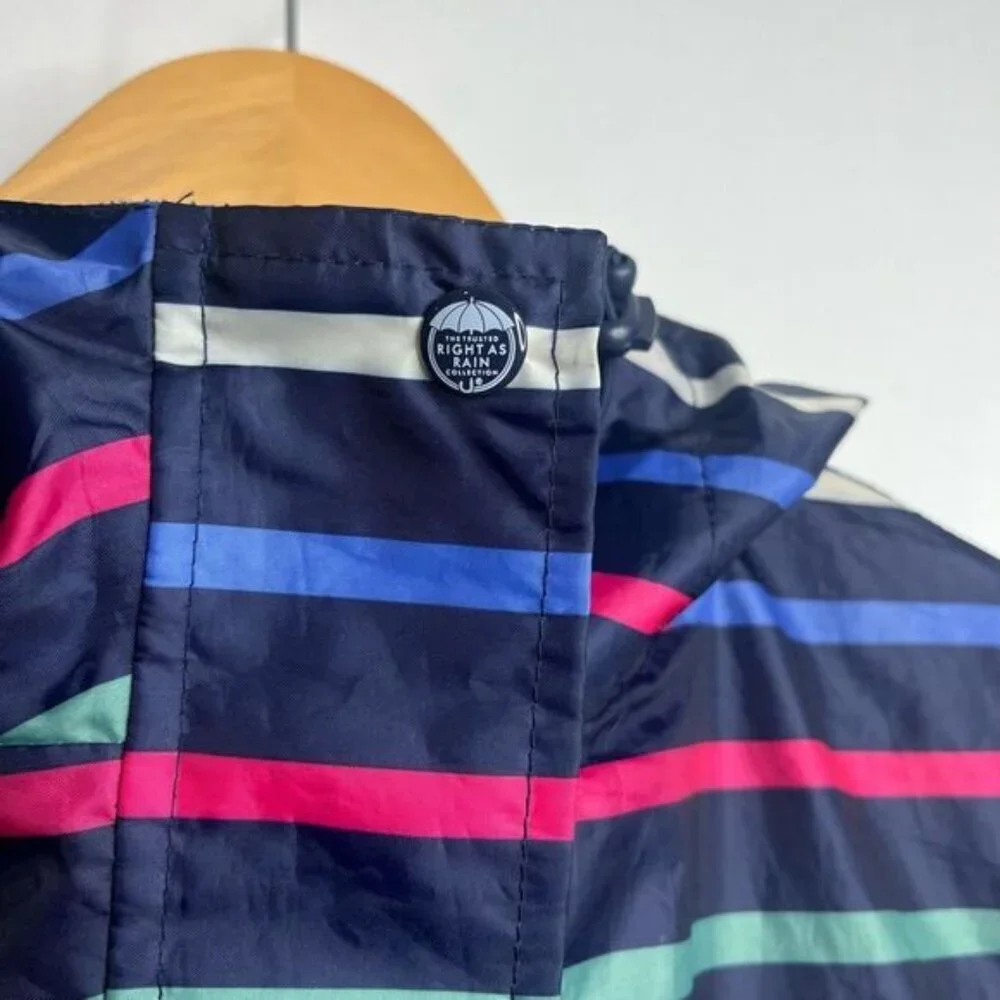 3/$80 🌈— Joules Navy Multi-Stripe Hooded Raincoat - Picture 5 of 14